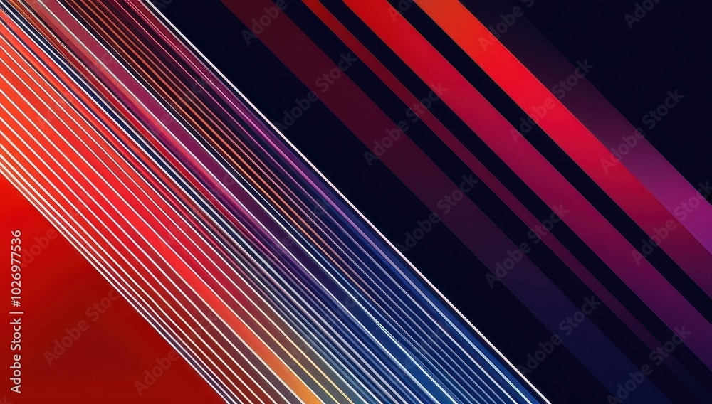 A modern abstract design featuring diagonal stripes in a bright color palette of red, orange, purple, and white A modern abstract design featuring diagonal stripes in a bright color palette of red, orange, purple, and white