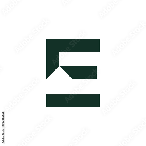 Logo letter E roof unique design with blank background