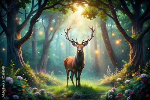 Mystical Deer Spirit in Enchanted Forest - Ethereal Wildlife Photography