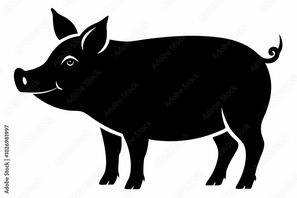 Fototapeta premiumPig Animal Logo Black Silhouette Vector, Pig Silhouette, Pig graphic icon 