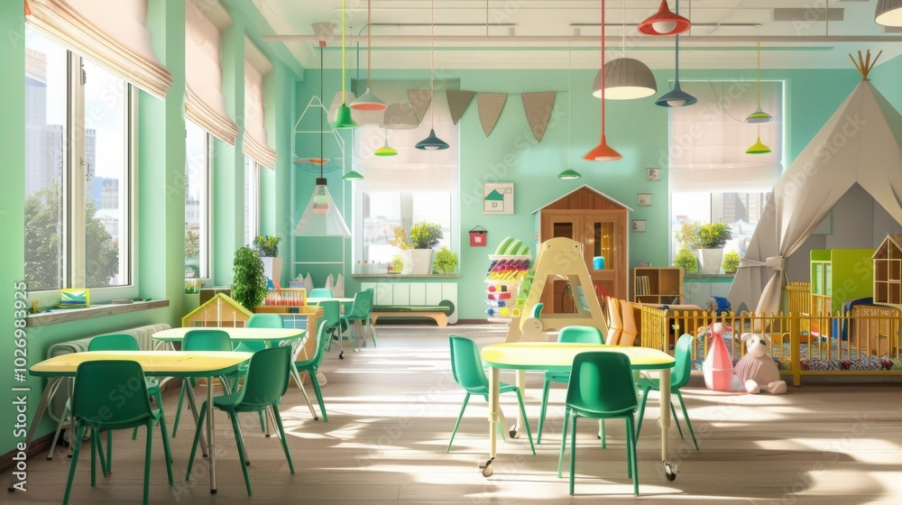 Obraz premium school room with chairs and table