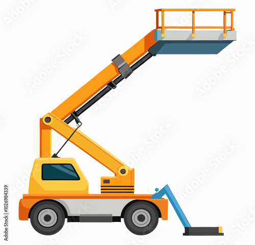 Boom lift on white background