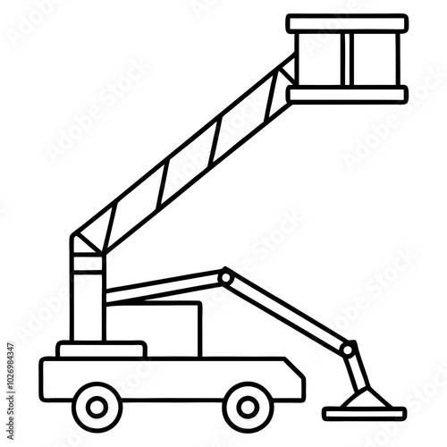 Boom lift on white background