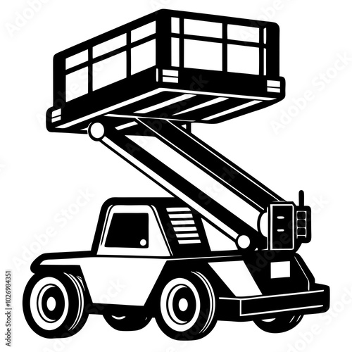 Boom lift on white background