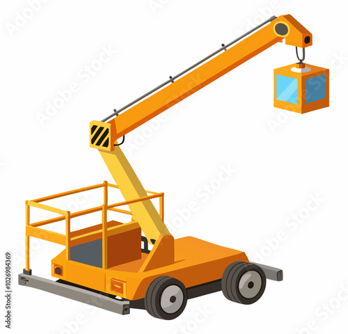 Boom lift on white background