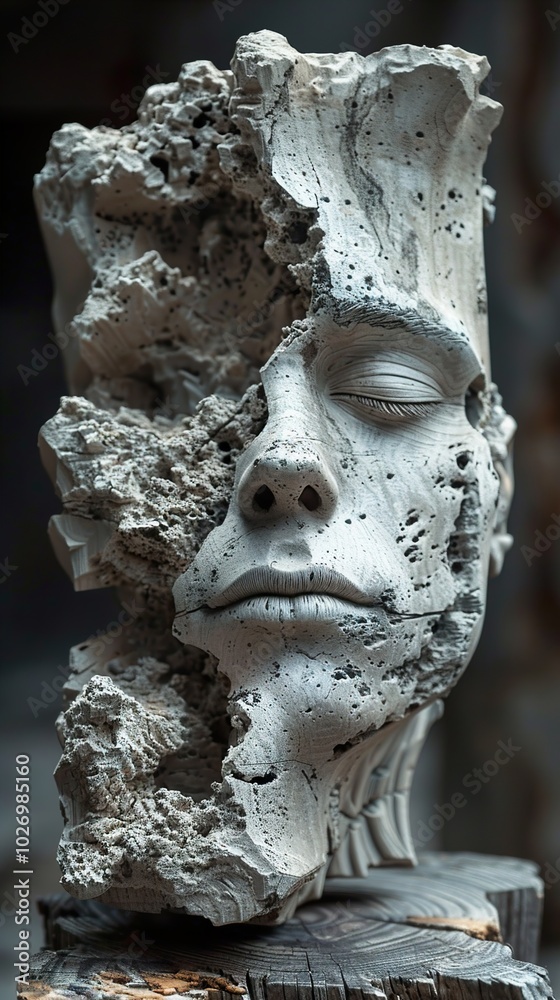 Eroded Human Face Sculpture: A Study in Fragmentation and Decay Eroded Human Face Sculpture: A Study in Fragmentation and Decay
