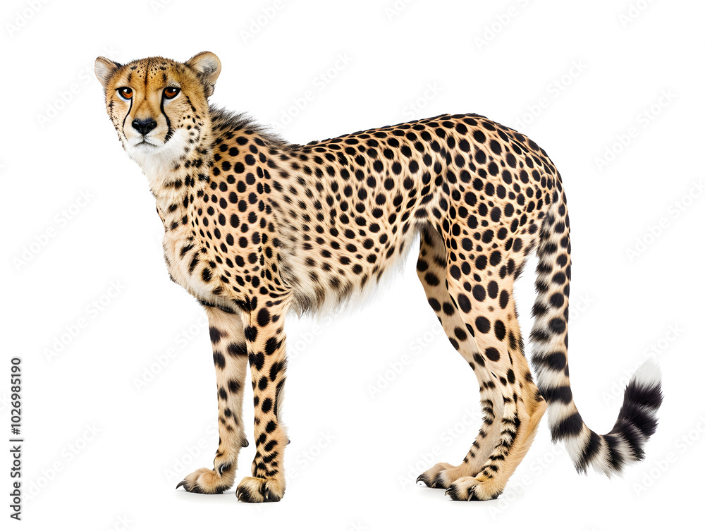 cheetah standing isolated on white background cheetah standing isolated on white background