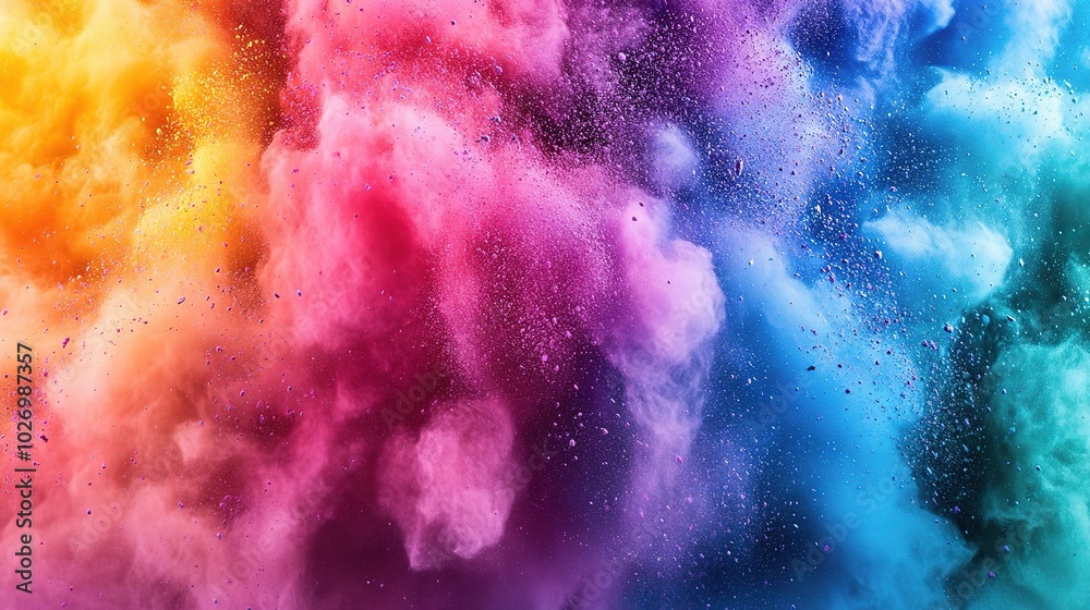 Fototapeta premium Colorful Abstract Explosion of Dust and Particles