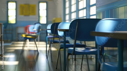 school room with chairs and table