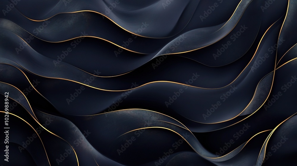 Obraz premium Abstract Black and Gold Wavy Pattern Design