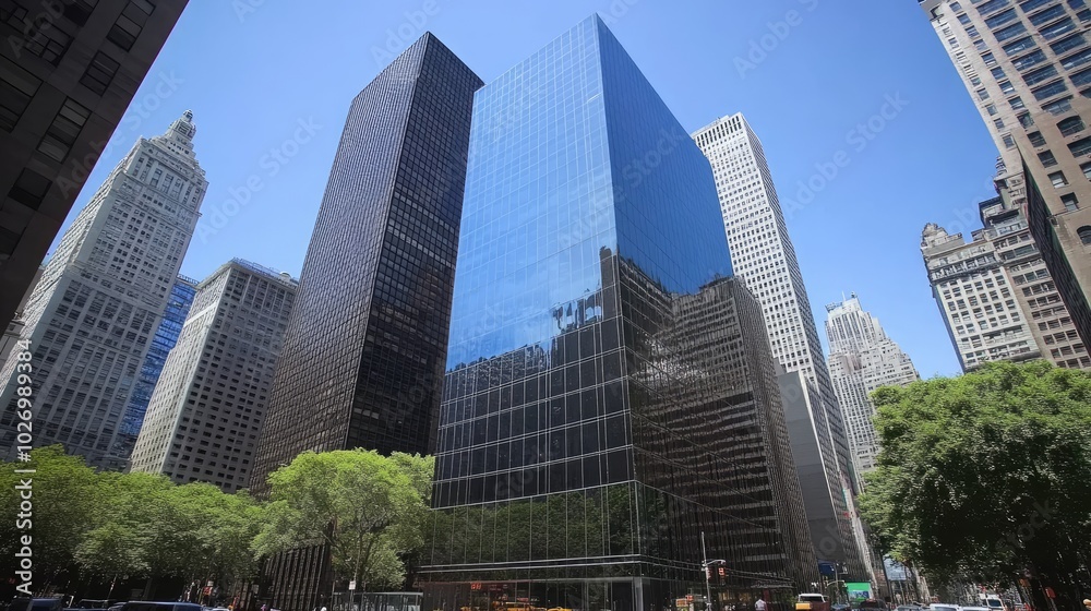 Vibrant Modern Cityscape with Skyscrapers and Urban Elements Vibrant Modern Cityscape with Skyscrapers and Urban Elements
