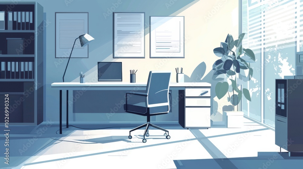 Minimalist office workspace, clean design, simplicity, productivity, professional theme, vector art Minimalist office workspace, clean design, simplicity, productivity, professional theme, vector art