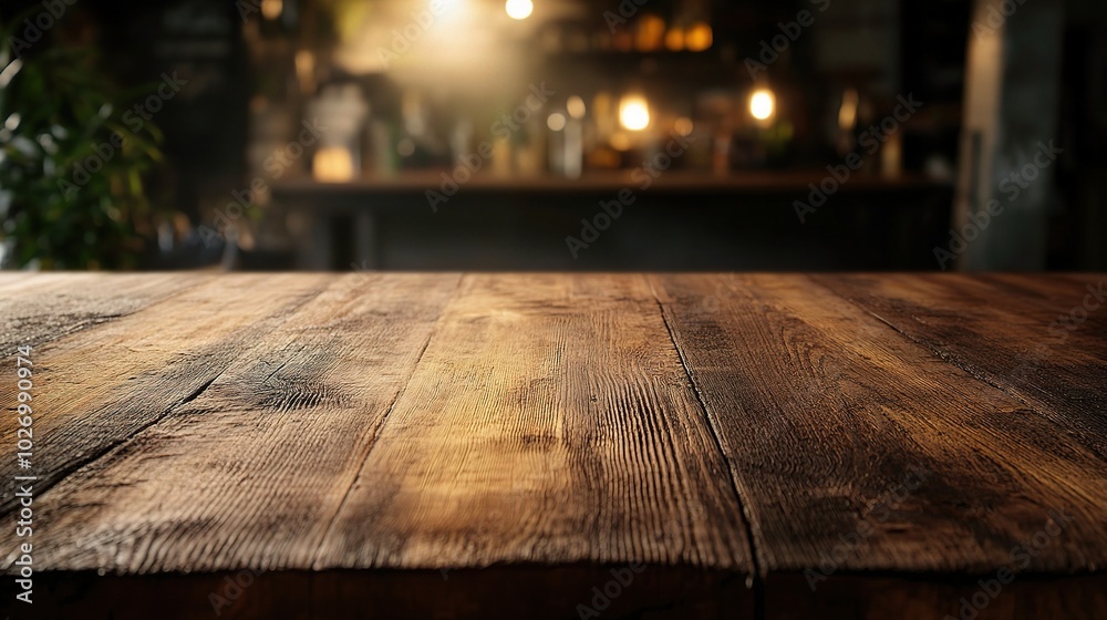 Rustic Wooden Table in Warm Lighting Setting Rustic Wooden Table in Warm Lighting Setting