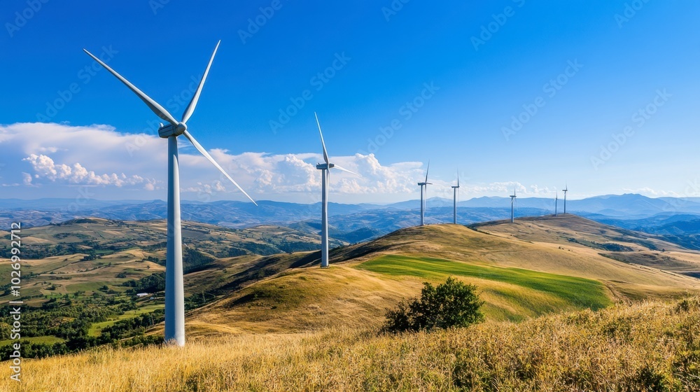 Renewable Energy Wind Turbines on Rolling Hills Renewable Energy Wind Turbines on Rolling Hills