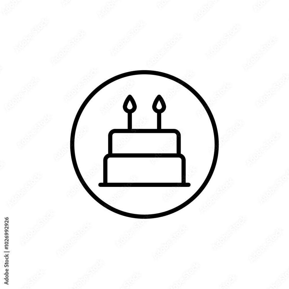 Birthday cake icon Thin vector set Birthday cake icon Thin vector set