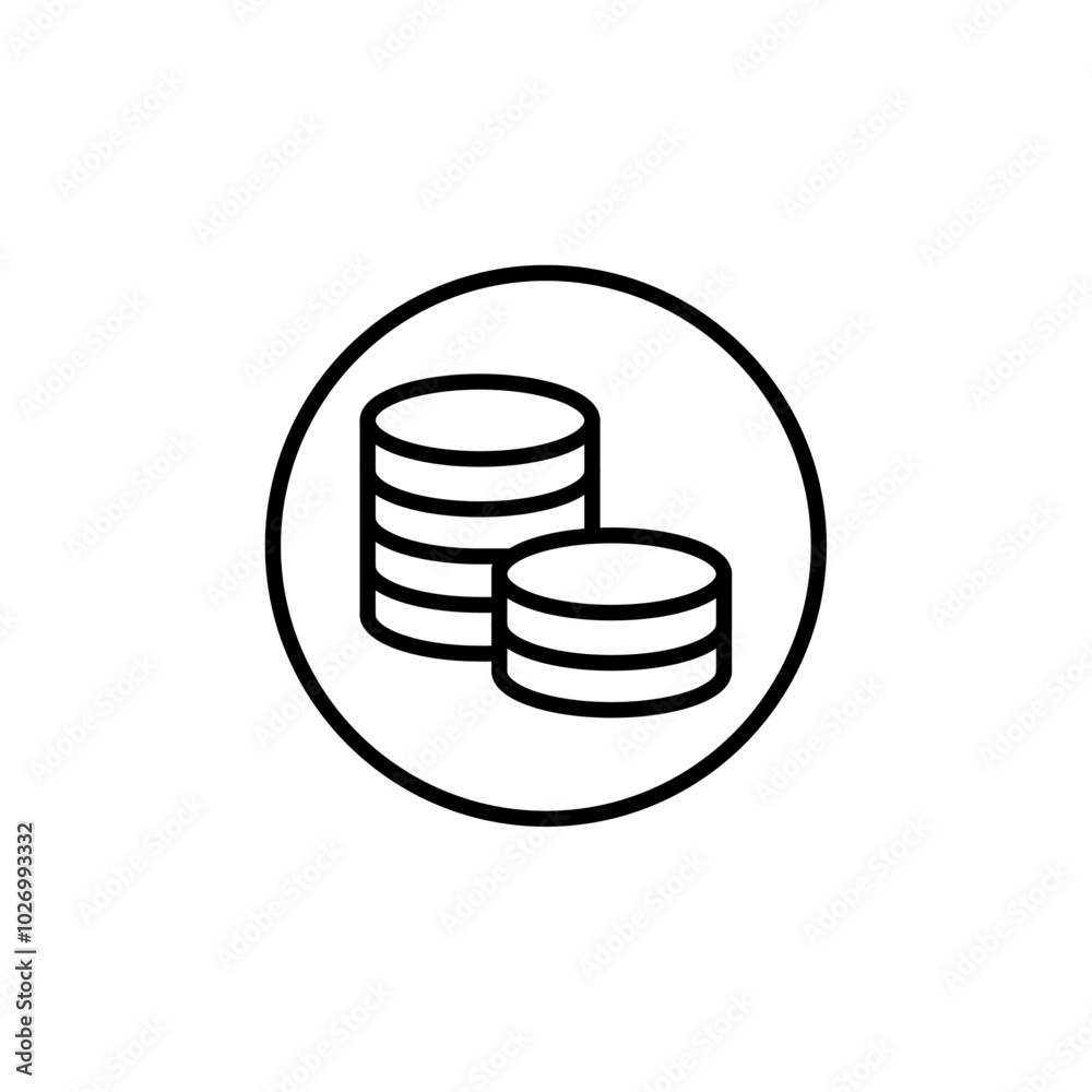 Coin stacks icon Thin vector set Coin stacks icon Thin vector set