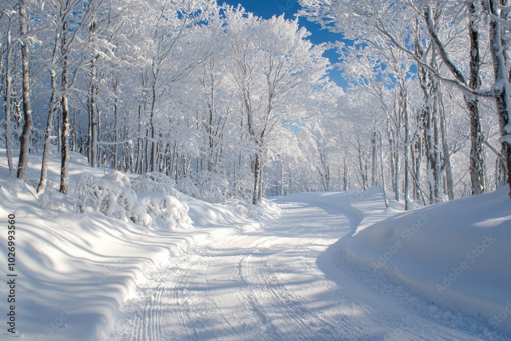 Obraz premium Winter season background in white snow landscape
