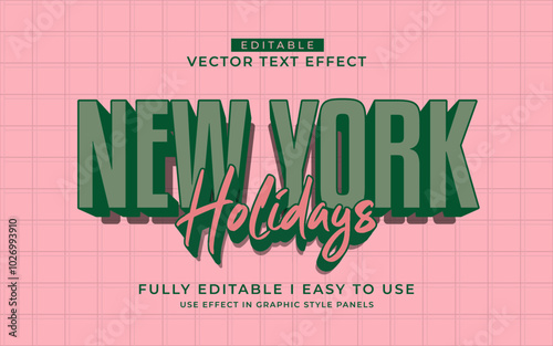 3d editable new york holiday text effect graphic style template