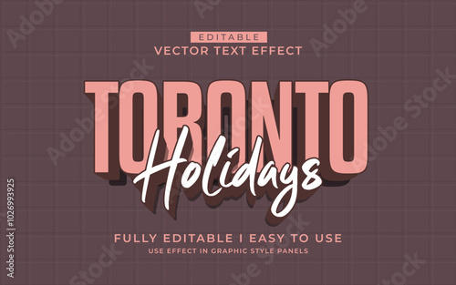 3d editable toronto holiday text effect graphic style template