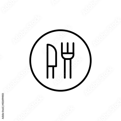 Fork knife icon Thin vector set