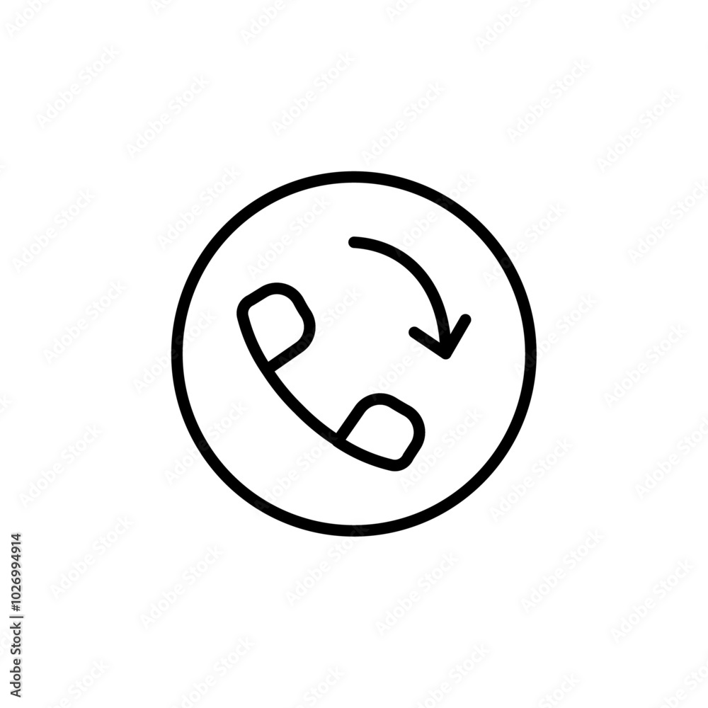 Missed call icon Thin vector set Missed call icon Thin vector set