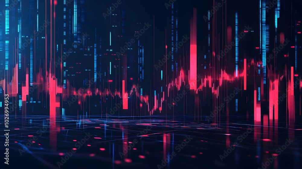 Abstract Digital Art with Neon Red and Blue Lines Abstract Digital Art with Neon Red and Blue Lines