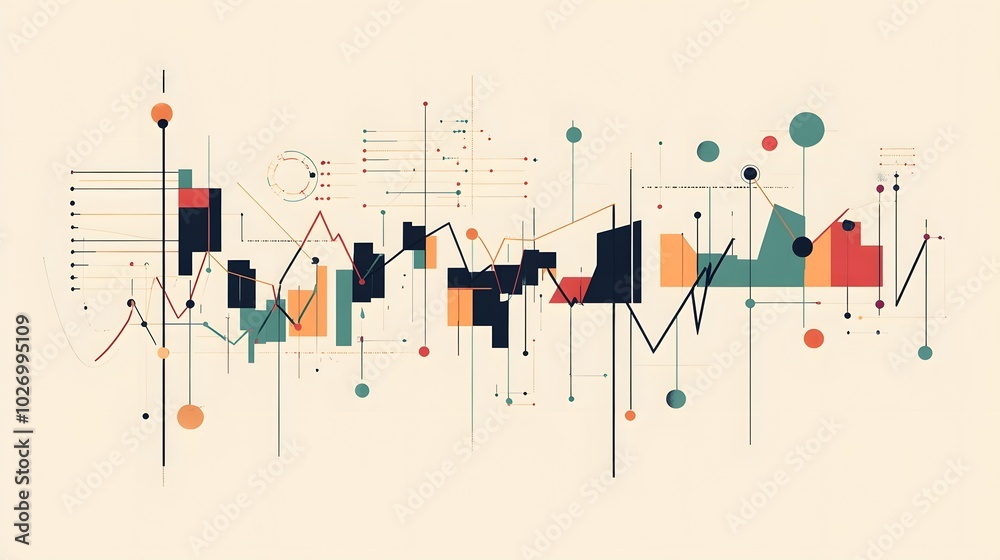 Abstract Geometric Composition with Line Graphs, Rectangles, and Circles Abstract Geometric Composition with Line Graphs, Rectangles, and Circles