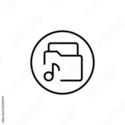 Music folder icon Thin vector set