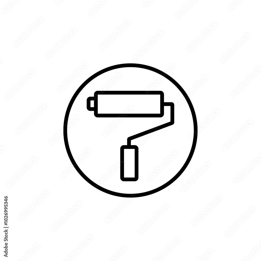 Paint roller icon Thin vector set Paint roller icon Thin vector set
