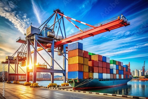 Port Cargo Crane and Container Operations - Industrial Logistics at Work