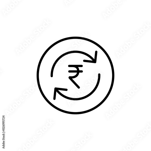 Rupee refund icon Thin vector set