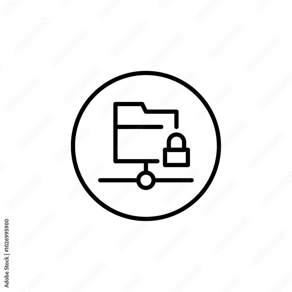 Shared folder lock icon Thin vector set Shared folder lock icon Thin vector set