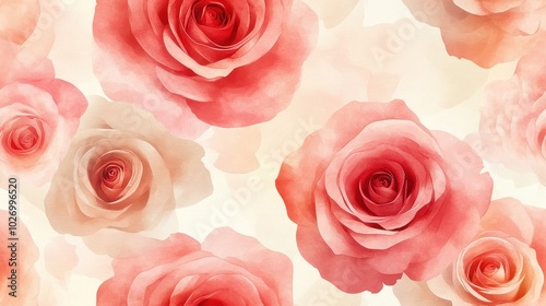 Soft Pink Watercolor Roses in Gentle Tones
