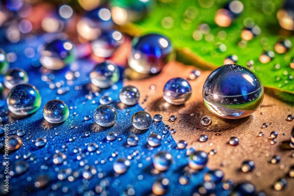 Raindrops on a Blue Surface - High-Quality Product Photography for Background Use Raindrops on a Blue Surface - High-Quality Product Photography for Background Use
