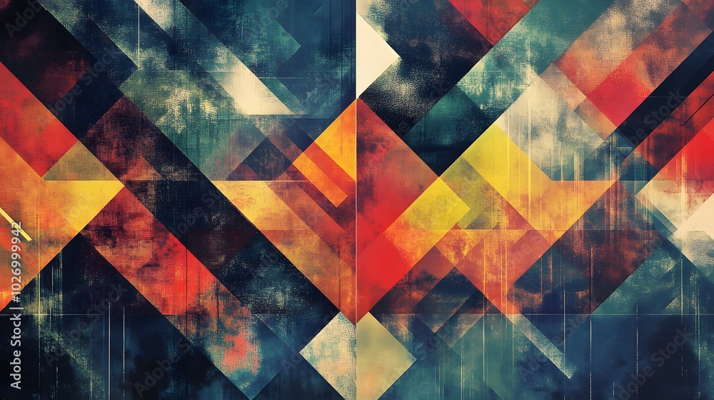 Abstract Geometric Pattern with Red, Yellow, and Blue Triangles Abstract Geometric Pattern with Red, Yellow, and Blue Triangles