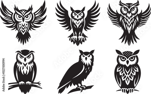 Eagle owl isolated vector illustration on white background photo