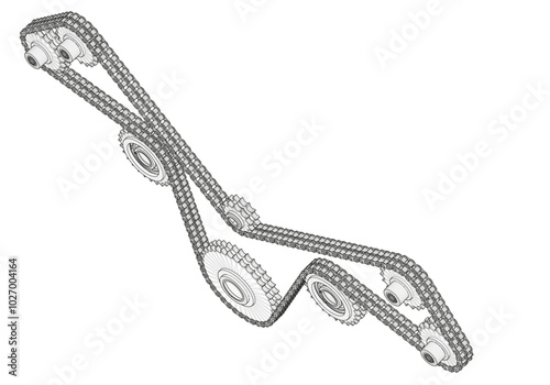 Chain transmission on a white background.