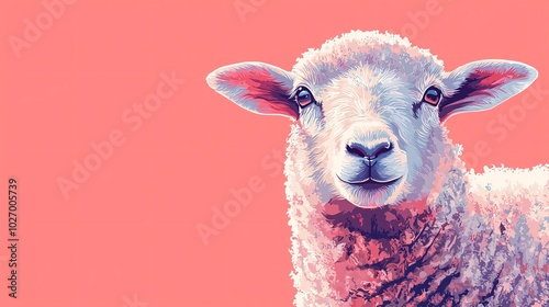 A whimsical sheep illustration poster template perfect for custom branding and advertising with plenty of room for tailored text.