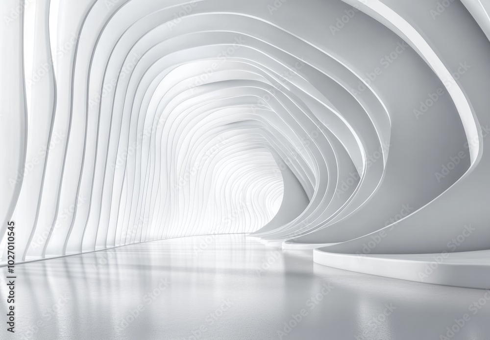 Naklejka premium Abstract white tunnel with organic curves and smooth surface in a modern design.