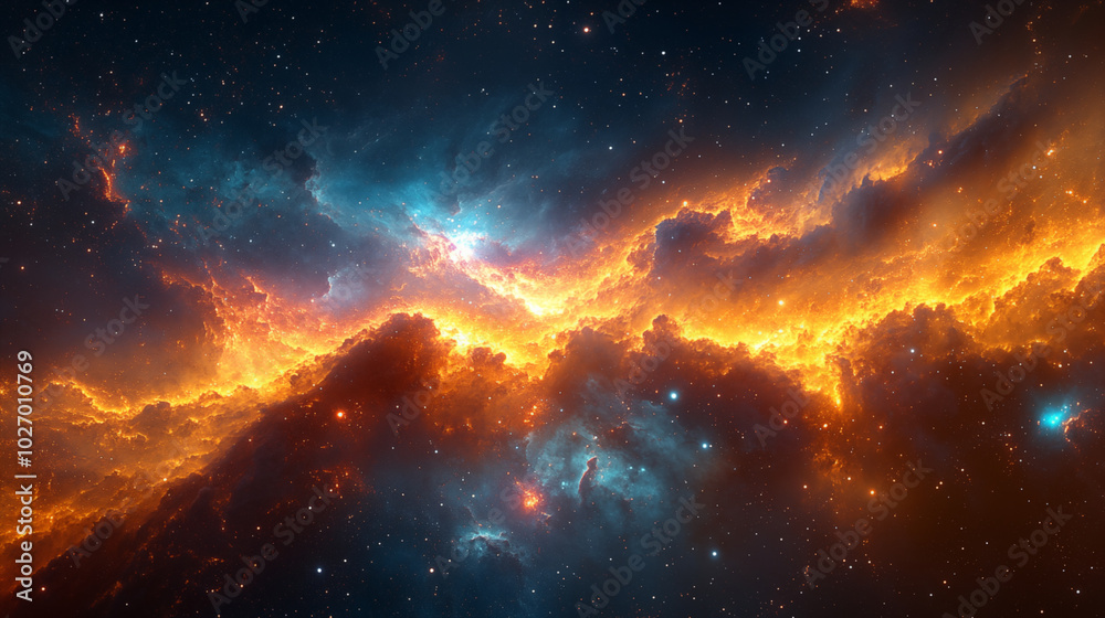 Colorful cosmic nebula with stars, vibrant space clouds formation Colorful cosmic nebula with stars, vibrant space clouds formation