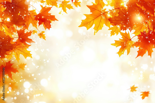 Autumn background with red maple leaves