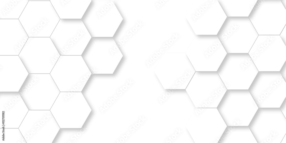 Minimal White Hexagonal Background. Luxury White Pattern. Vector Illustration. 3D Futuristic abstract honeycomb mosaic white background. geometric mesh cell texture. modern futuristic wallpaper.
Minimal White Hexagonal Background. Luxury White Pattern. Vector Illustration. 3D Futuristic abstract honeycomb mosaic white background. geometric mesh cell texture. modern futuristic wallpaper.