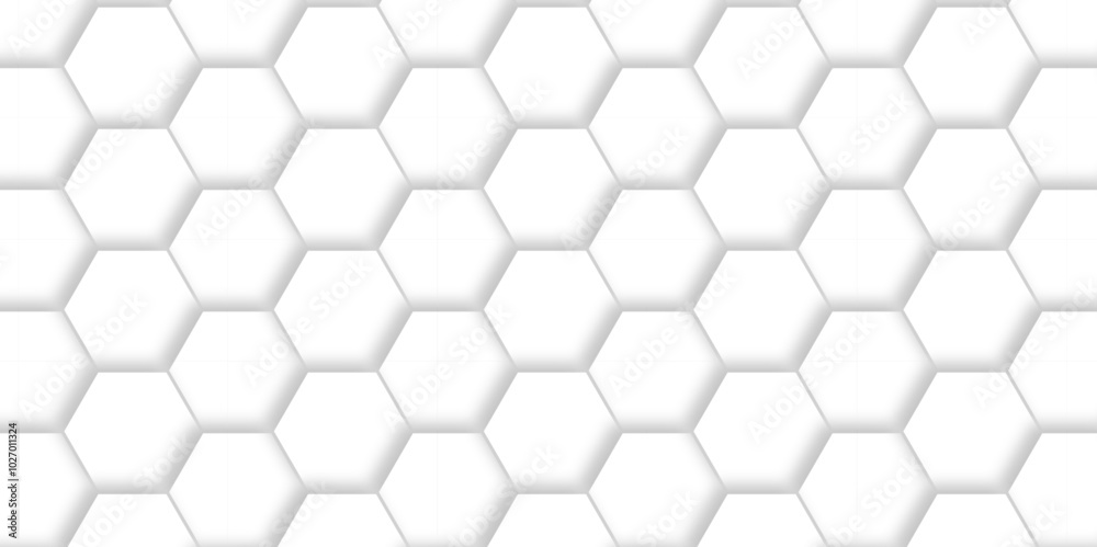 Minimal White Hexagonal Background. Luxury White Pattern. Vector Illustration. 3D Futuristic abstract honeycomb mosaic white background. geometric mesh cell texture. modern futuristic wallpaper.
Minimal White Hexagonal Background. Luxury White Pattern. Vector Illustration. 3D Futuristic abstract honeycomb mosaic white background. geometric mesh cell texture. modern futuristic wallpaper.