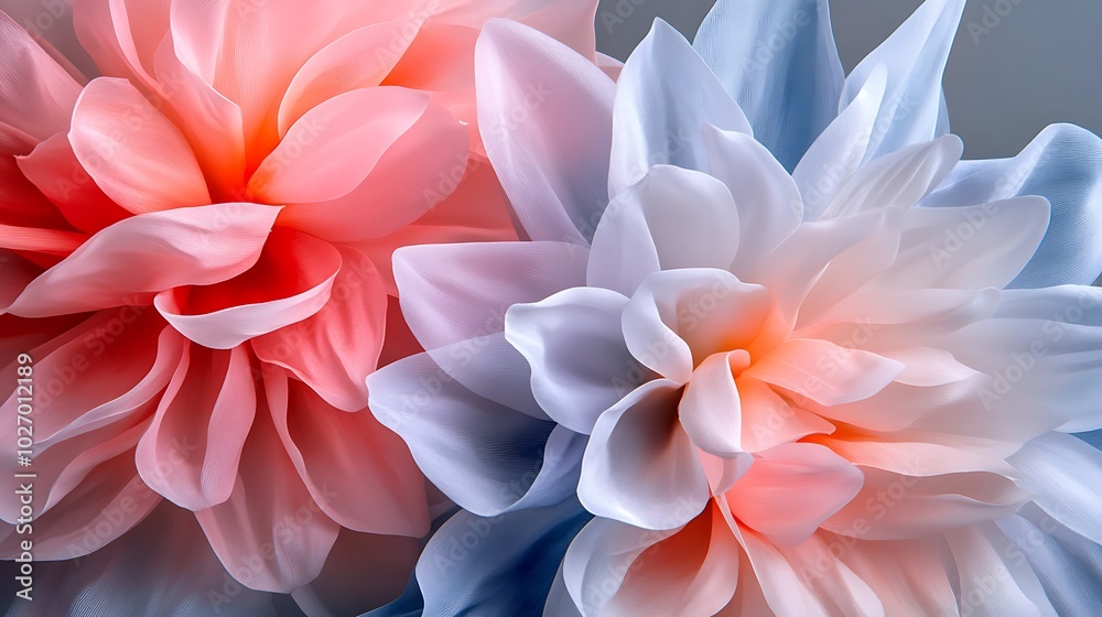 Abstract Floral Background with Pink and Blue Petals