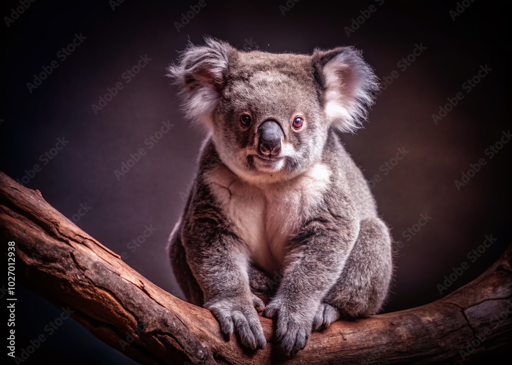 Serene Koala Resting on a Branch in Minimalist Style Serene Koala Resting on a Branch in Minimalist Style