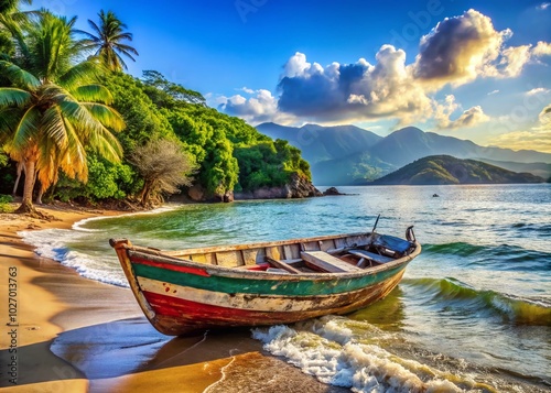 Serene Old Fishing Boat at Bonete Beach, Ilhabela - A Coastal Paradise