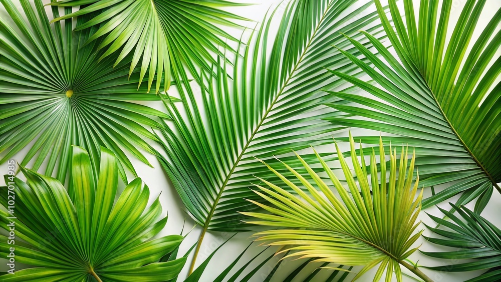 Set of Elegant Palm Leaves on White Background for Nature and Botanical Photography Set of Elegant Palm Leaves on White Background for Nature and Botanical Photography