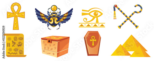 ancient egypt icons shiny colorful symbols
