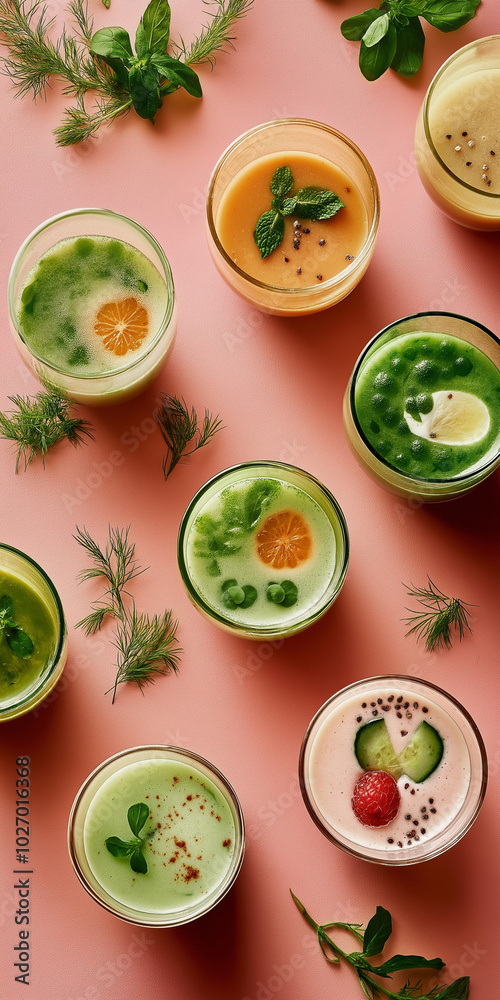 cocktail in a glass, vegetable soup, fruit juice, fresh smoothie cocktail in a glass, vegetable soup, fruit juice, fresh smoothie