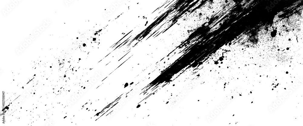 Vector brush grunge texture black scratches distressed background.